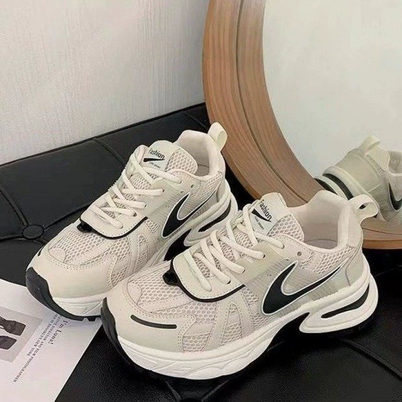 Кроссовки dad women's дышащая сетка, мягкая экокожа, толстая противоскользящая подошва (лето 2024)