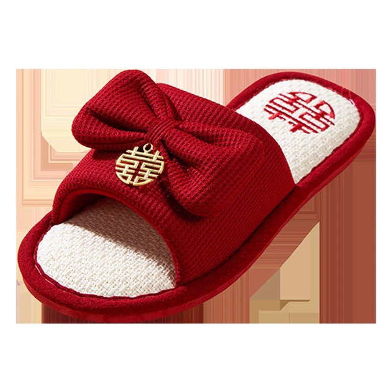 Свадебные тапочки Праздничная красная пара из четырех сезонов Свадебный номер для сопровождения Пары в помещении Высококачественные Свадебные толстые нижние перетаскивания