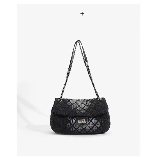 2022 new autumn and winter Denim wandering bag rhombic chain bag large capacity shoulder underarm bag women's all-match messenger bag