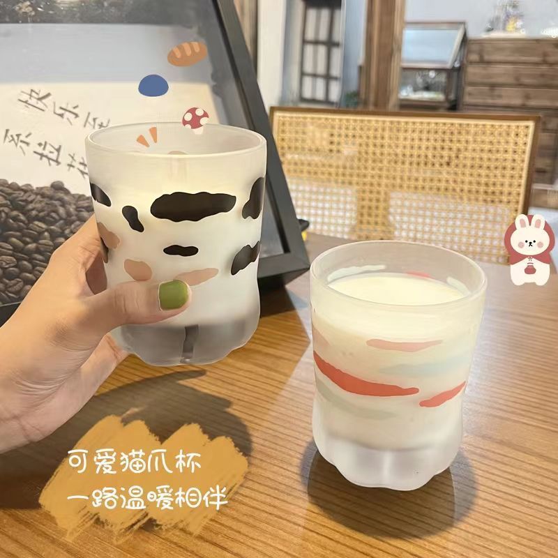 女性用の見栄えの良いオフィスコーヒーカップ、かわいい単層ウォーターカップ、クリエイティブなギフトカップ、猫の爪の形をしたガラスカップ|undefined