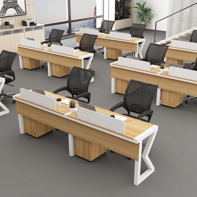 Staff Desk with Baffle Staff Station Side by Side Reinforced Single Double Position Screen Computer Desk and Chair Combination