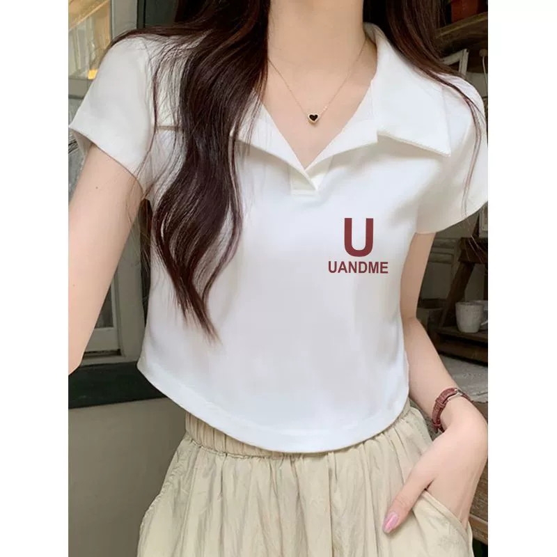 2025 новая летняя белая футболка с коротким рукавом на правое плечо для женщин, дизайн для стройного силуэта, принт, короткий топ из хлопка