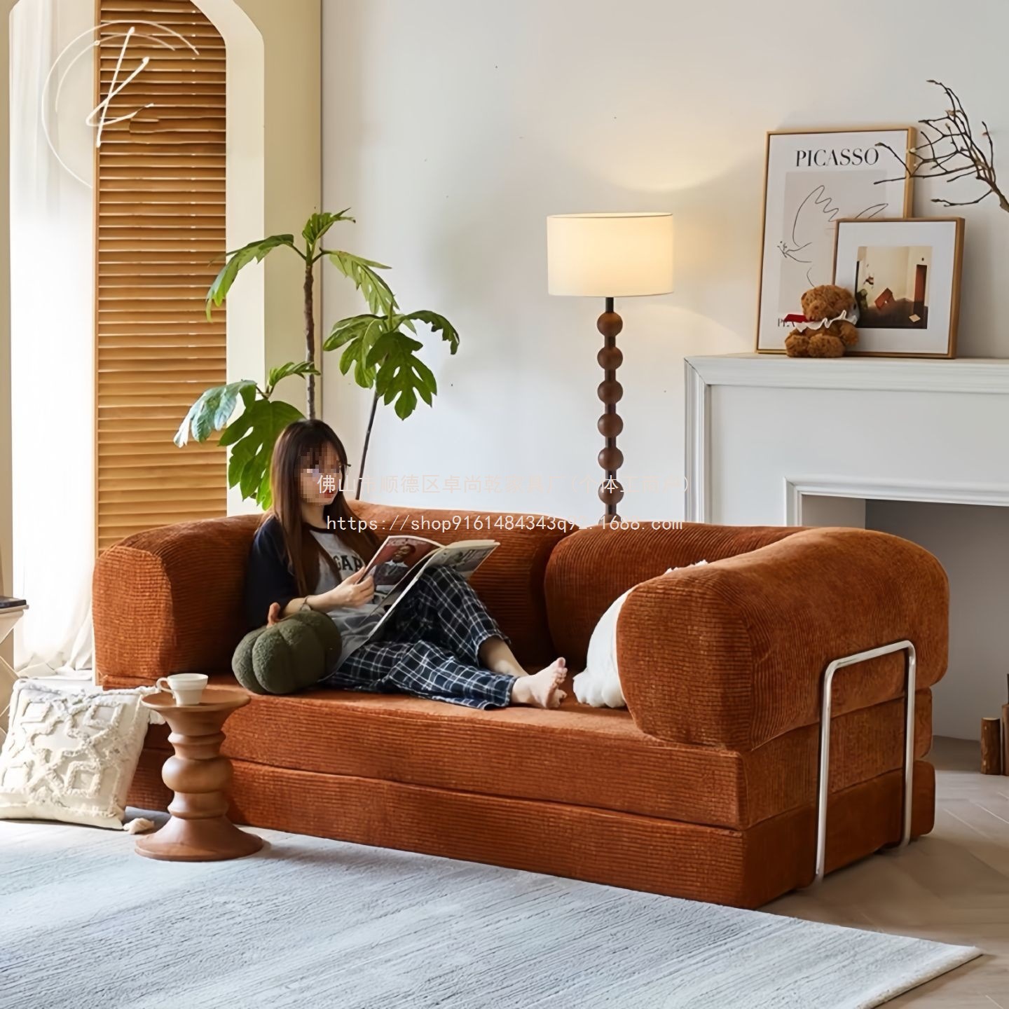 Zhuo Shangqian sofá perezoso sofá antiguo sala de estar compacta doble módulo de tela de doble uso plegable