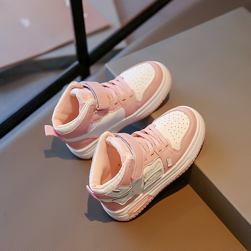 Barn högtopp sportsko Trend 2023 Höst Ny Student Läder Panel Sh för pojkar och flickor Halkfri Casual_voghion.com