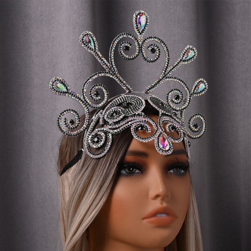 Europa y los Estados Unidos venden gota de agua personalidad exagerada correa de cabello de diamante accesorios de espectáculo de escenario banda de cabeza femenina