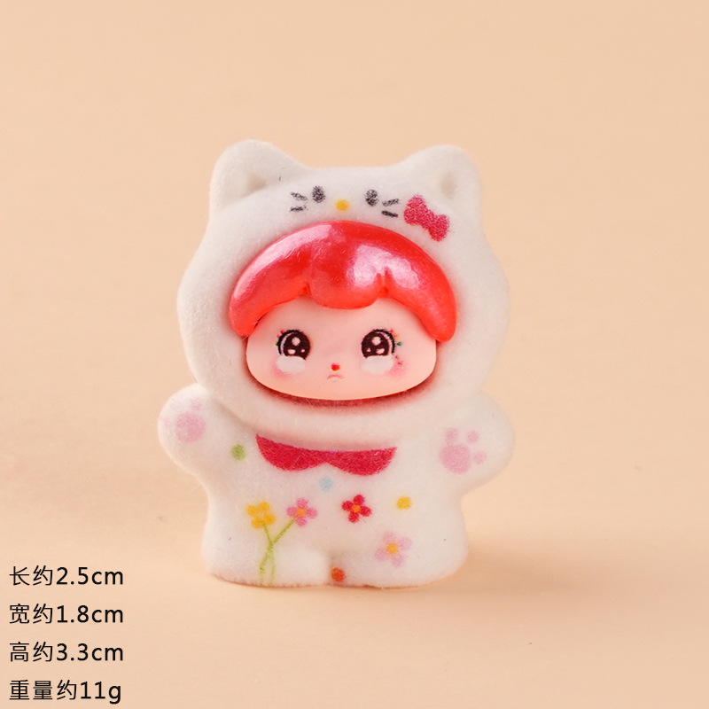 植毛加工された漫画風動物フィギュアDIY、ネット有名配信者向けブラインドボックス、ブラインドバッグアクセサリー、樹脂製卓上飾り、ミニフィギュア