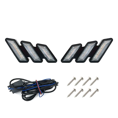 Suitable for universal car daytime running lights, Mustang-style styling lights, LED daytime running lights with flowing turn signals (Gündüz işıqları) - three-colors-regular-white-light-flowing-yellow-light-for-turning-signals-ice-blue-light-left-and-right-one-set
