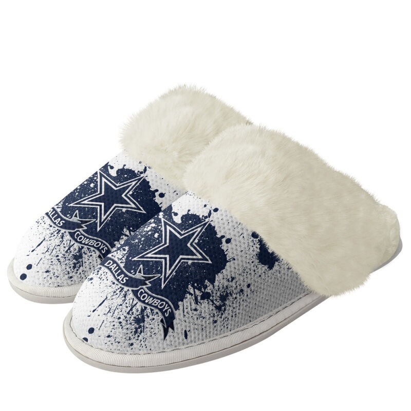 Cross Border Self-Build NFL Dallas Denim Team Printed Indoor Flannel Shoes Cotton Slippers