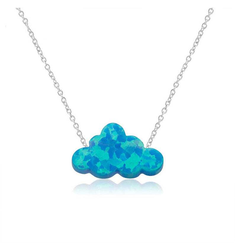 Color-preserving Cross-border Imitation Opal Resin Cloud Necklace Blue and White Cloud Pendant Necklace Women's Clavicle Chain Holiday Gift Women