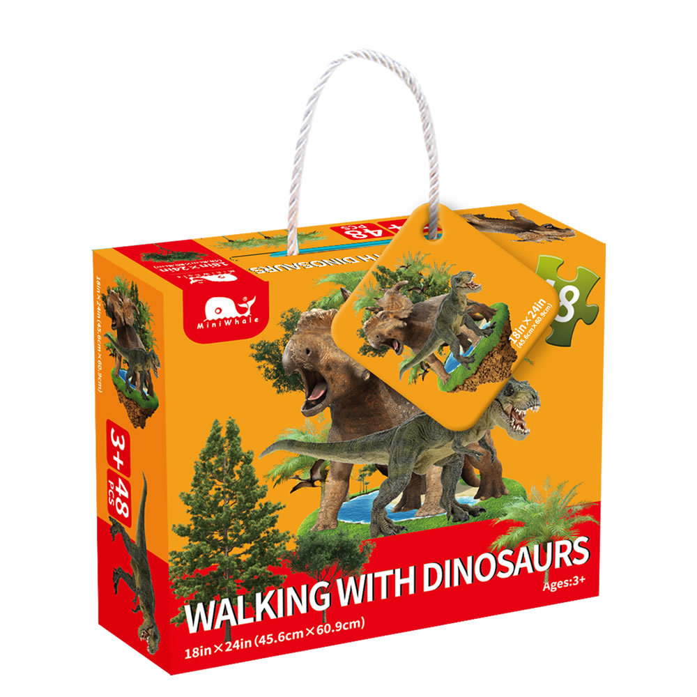 En stock y entrega rápida MiniWhale juguetes educativos para niños luminoso dinosaurio rompecabezas de los niños rompecabezas dinosaurio del piso