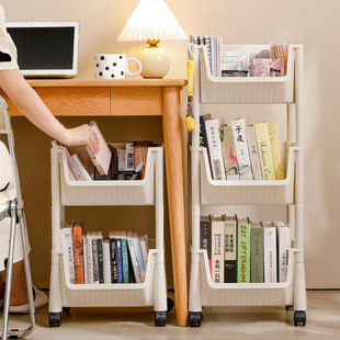 Movable Bookshelf Storage Rack Children's Toy Storage Rack Multi-Layer Household Trolley Wheeled Floor-Standing Simple Bookcase