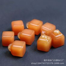 玉石小印章 12×16mm天然金丝玉印章称心如意吊坠