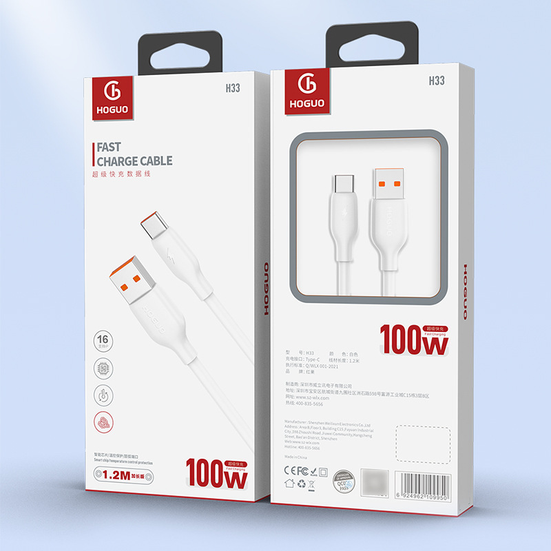 Hongguo H33 100W Fast Charging Data Cable Suitable for Android and Apple Type-C Smartphones Flash Charging Cable Hongguo H33 100W Fast Charging Data Cable Suitable for Android and Apple Type-C Smartphones Flash Charging Cable
