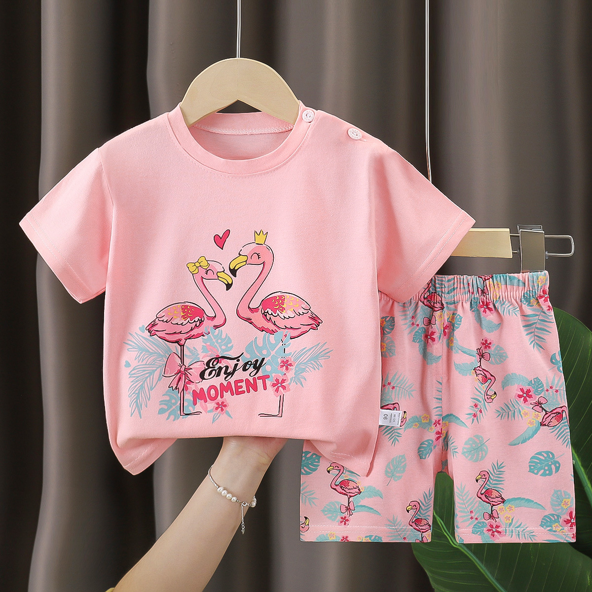 Traje de manga corta para niños verano a ropa de algodón para niños camiseta para niñas ropa de verano para bebés ropa para niños transfronteriza