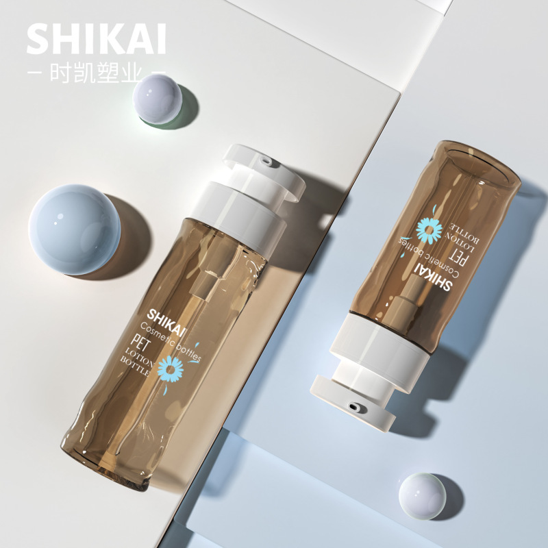 120/150/200 ミリリットル透明茶色水波紋洗浄ボトルプッシュ式シャワージェルボディローションボトル詰め替えボトル|undefined