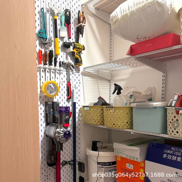 No-drill installation compatible with IKEA pegboard accessories, suitable for Dyson vacuum cleaner storage rack, hanging board for desktop or cabinet interior