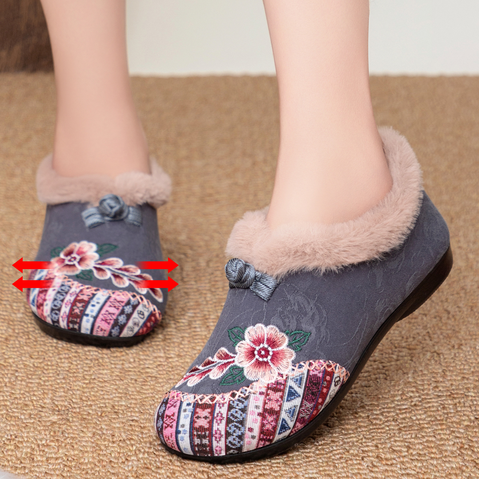 Zapatos de algodón de mujer de tamaño grande nacional de nieve botas de mujer transfronterizas botas de algodón caliente a prueba de frío botas poco profundas botas cortas con un pie