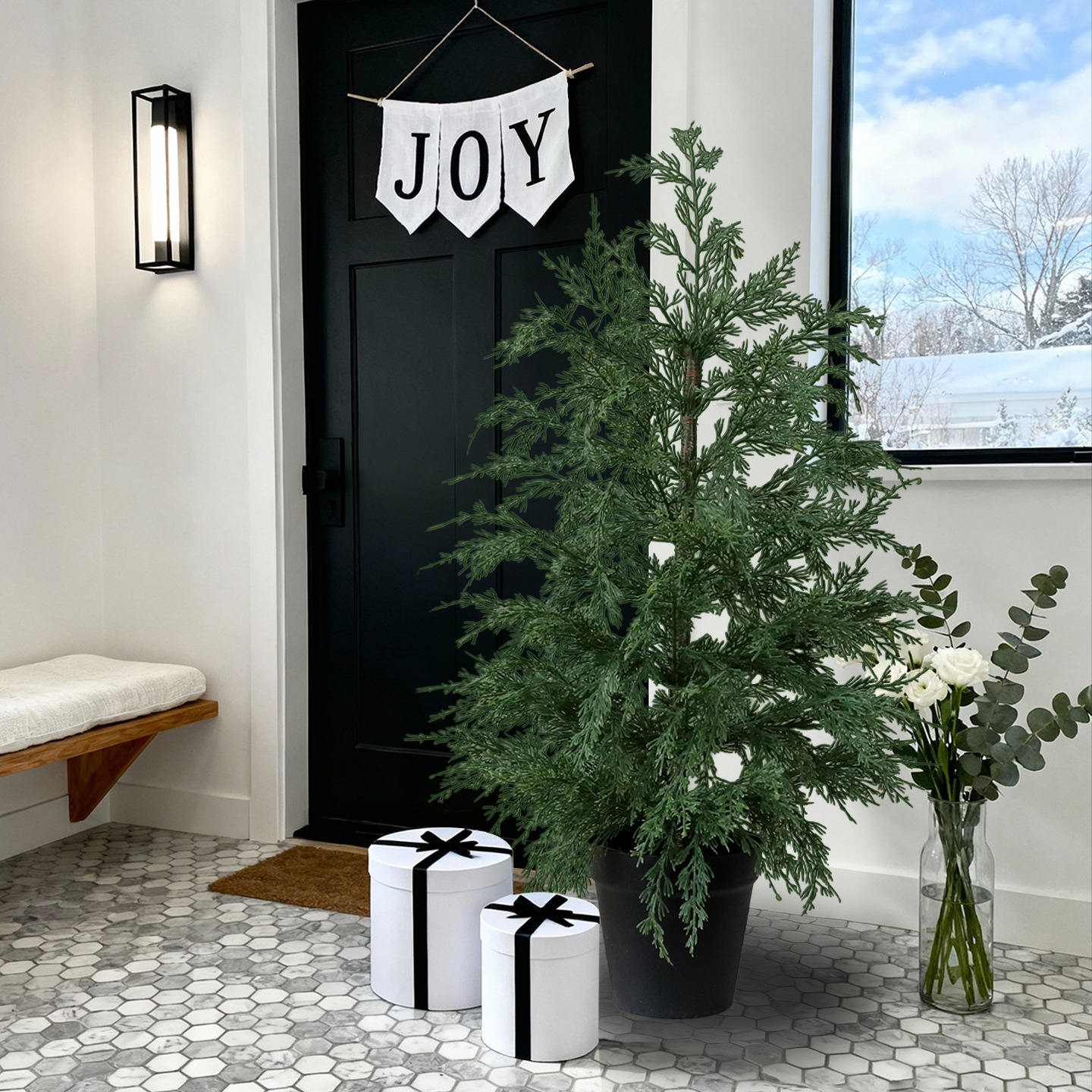 Shengyuan nuevo producto 70 / 90CM simulación de ciprés lateral decoración de árbol de Navidad decoración interior y exterior de Navidad