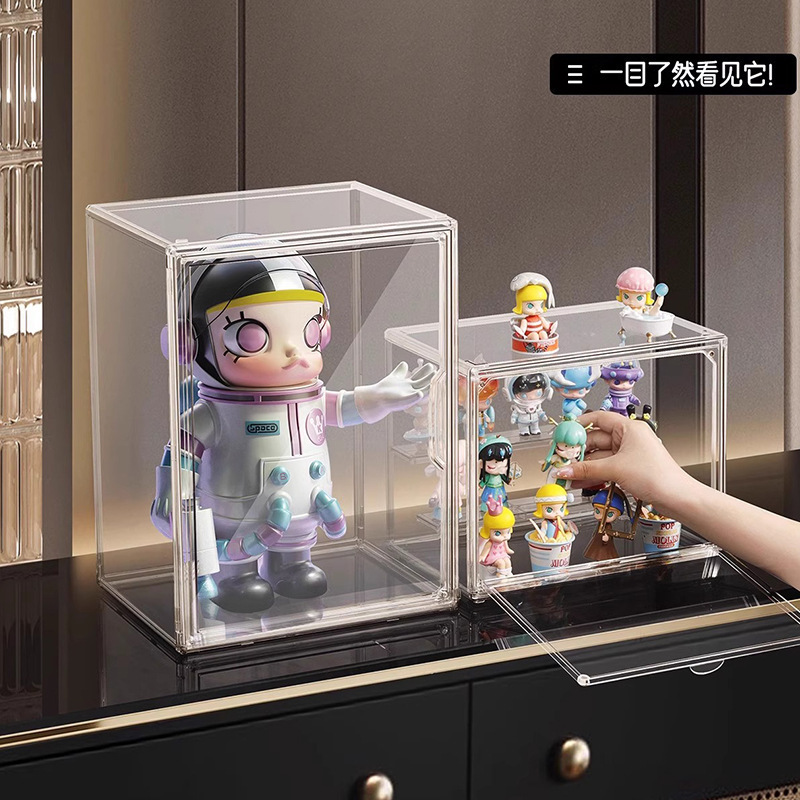 手办展示盒透明摆件收纳盒泡泡玛特玩偶透明防尘亚克力盲盒展示柜|undefined