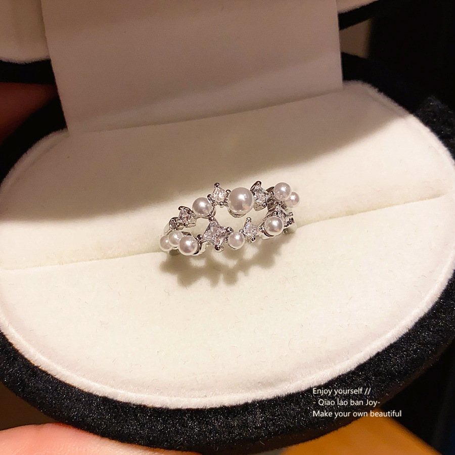 French Vintage Style Pearl Zircon Multi-layer Ring For Women_voghion.com
