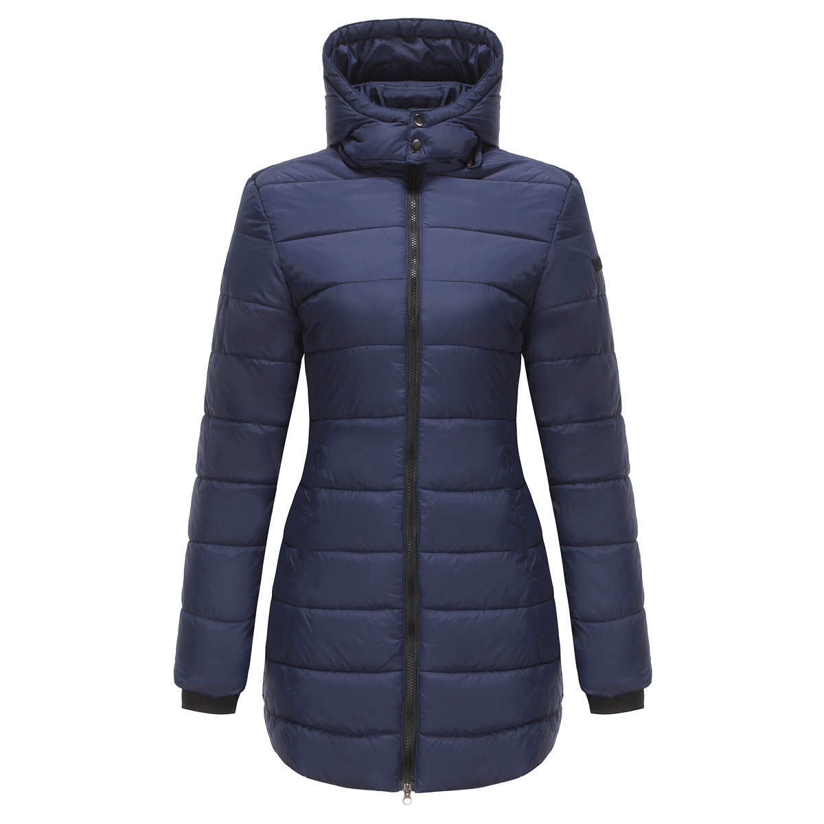 Abrigo de invierno para mujer con capucha extraíble parka impermeable_voghion.com