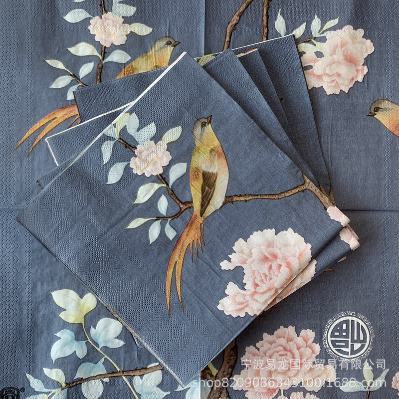 National Style Pattern Disposable Environmentally Friendly Paper Soft Printed Paper Towel Wedding Party Napkin Creative 33X33Cm