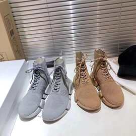 工厂直销透气情侣运动鞋巴黎中帮绑带袜子靴针织男女新款弹力袜子