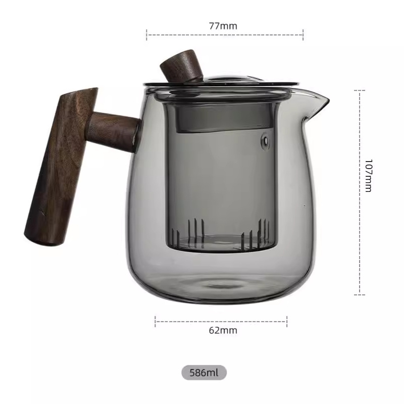 tetera de vidrio resistente a altas temperaturas doméstica de gran capacidad té hervidor de té con filtro de separación de té y agua té hervidor de té