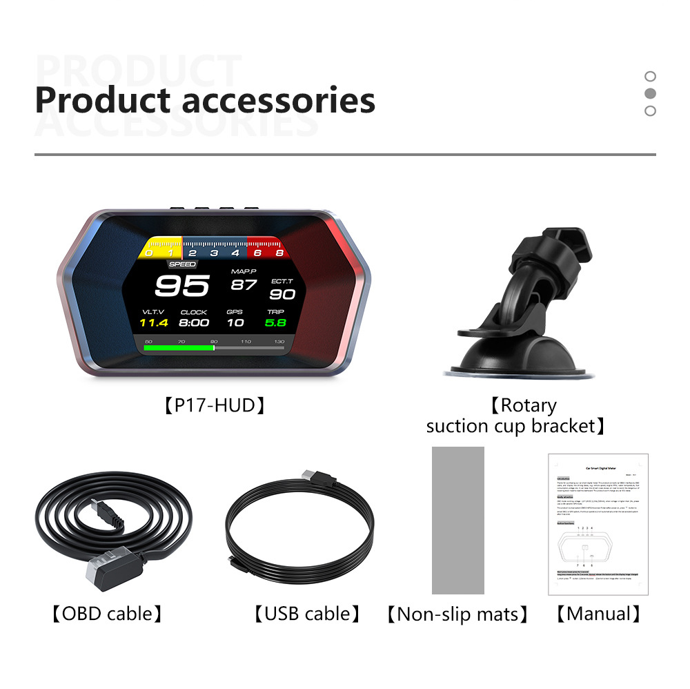 Cross-border HUD Head-Up Display OBD+GPS Car LCD Speedometer RPM Fuel Consumption Water Temperature Multi-Function Dashboard