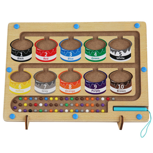 Number maze toy rolling ball concentration training magnetic pen ball color classification young children thinking puzzle