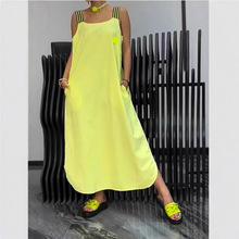 2024新款亚马逊欧美休闲棉麻口袋连衣裙