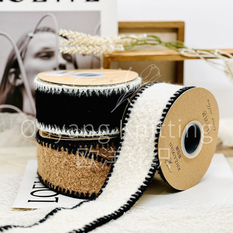 New Online Ribbon Bar Ribbon Classy Teddy Raw Edge Webbing Ribbon 4cm Roll Gift Packaging Bag Wholesale