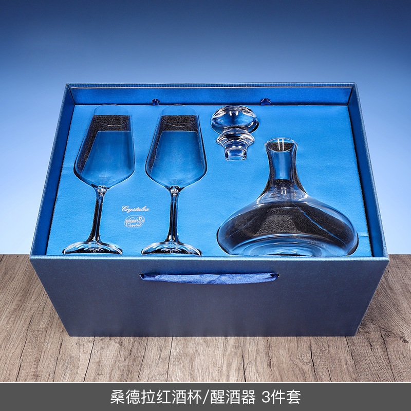 Conjunto de regalo de negocios de alta gama de cristal de importación checa, caja de regalo de alto valor de taza de pie alto