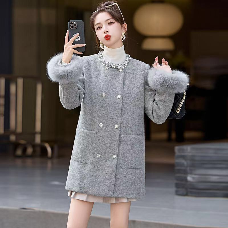 加肥法式香风毛呢棉服2024冬季新款气质重工加棉显瘦时尚外套