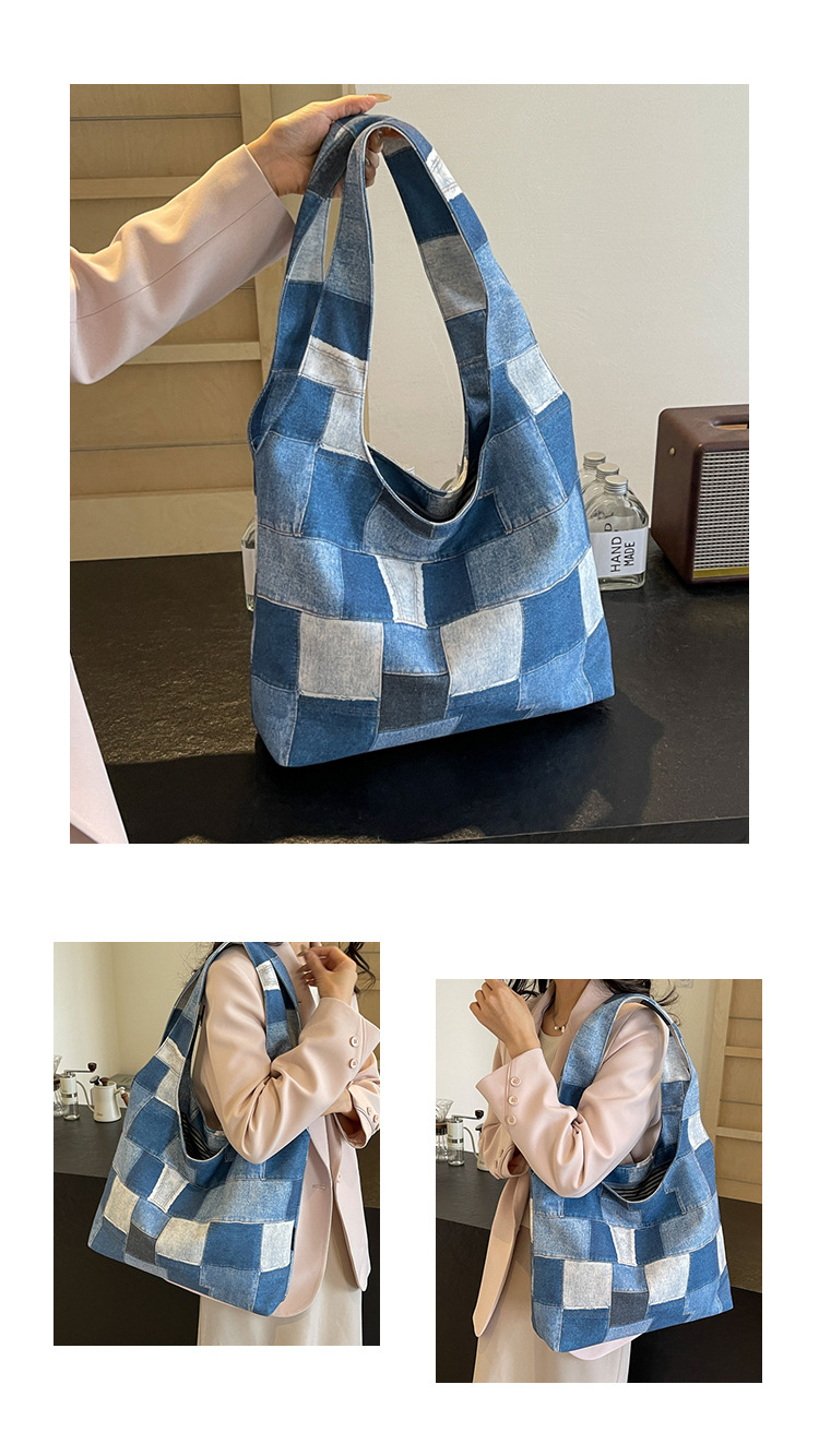 Women's Medium Cloth Plaid Streetwear Zipper Tote Bag display picture 6