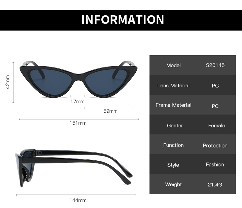 New retro smallframe triangle cateye sunglassespicture3