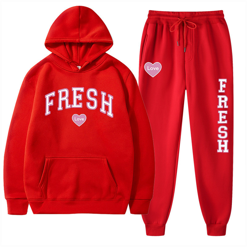 style nouveau sweat à capuche chaud en polaire imprimé à la mode automne et hiver, ensemble de sport décontracté pour femmes_voghion.com