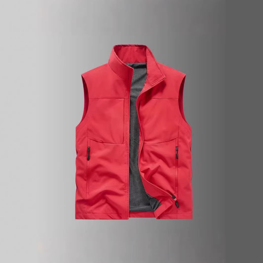 Men's Vest Spring and Autumn Style Sleeveless Workwear Multi-Pocket Loose Vest Outerwear Thin Casual Trendy Gilet 8822
