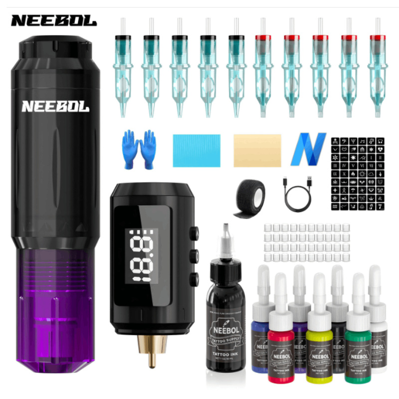 Tattoo Pen Set with Motor Machine, Wireless Power Supply, Complete Set of Tattoo Equipment and Supplies, Cross-Border Hot-Selling Item