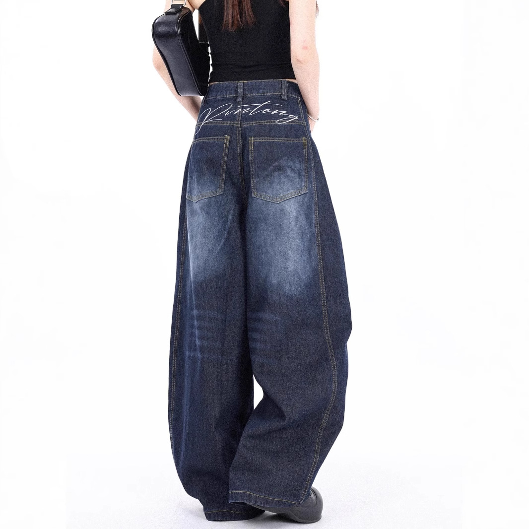 American-style Baggy Scimitar Wide-leg Jeans Men and Women 2025 Spring and Autumn New Washed Wide-leg Banana Pants