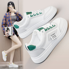 YQ28新款休閒女鞋小白鞋2023夏拼色增高薄底板鞋百搭皮面耐磨時尚