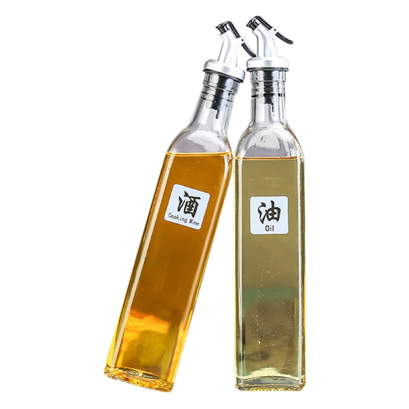 Botella de aceite de vidrio transparente a prueba de fugas botella de salsa y vinagre olla de aceite casera japonesa cocina creativa botella de condimento olla de aceite de gran capacidad
