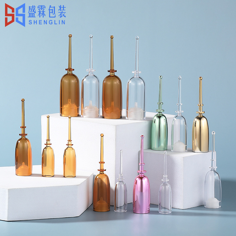 现货1ml3ml5ml一次性后推折断瓶 化妆品精华液针筒瓶 斜肩保鲜瓶