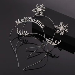 欧米風クリスマス鹿の角雪の結晶ヘアバンドヘアアクセサリー冬新年カーニバルナイトエルク合金ヘッドバンドヘアバンド卸売