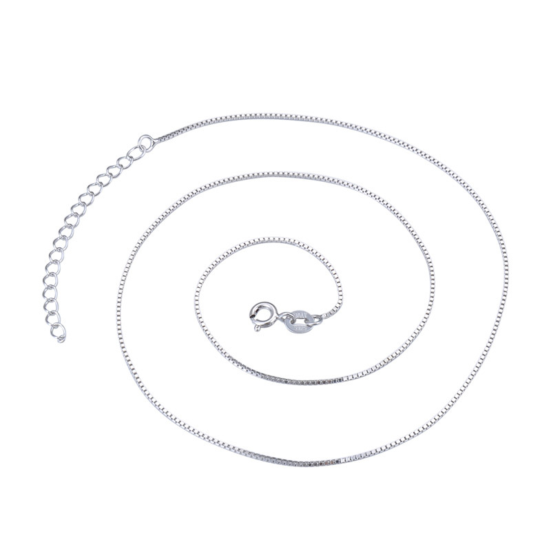 S925 collar de plata de ley de las mujeres de moda simple caja de la cadena desnuda Cadena de clavícula cadena de la cadena de plata al por mayor