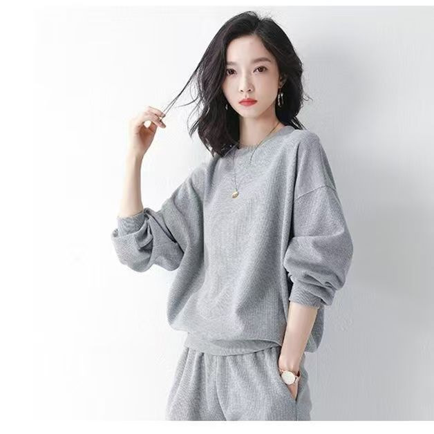 플러스 사이즈 지방 MM200 KG 스포츠 세트 여성의 봄과 가을 새로운 느슨한 패션 긴 소매 조끼 캐주얼 투피스 패션