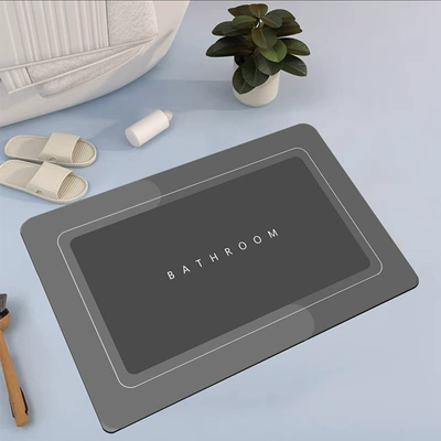 Simple Series, Support Changing Pattern | Avtomobil döşəmə paspasları - bathroom-floor-mat-dark-gray-rectangular-4060cm-crystal-velvet-material