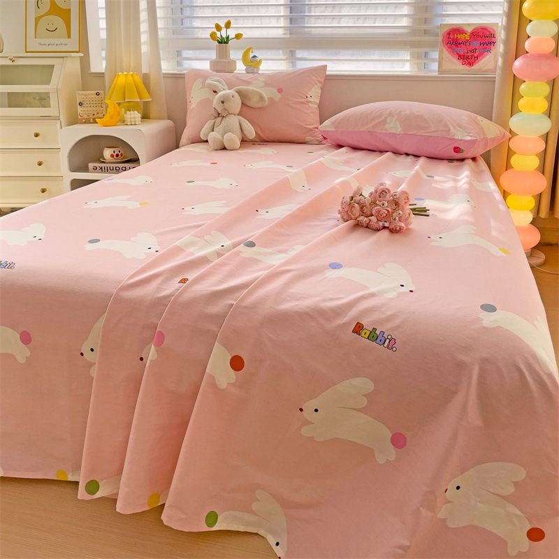 2025 nueva sábana de algodón fresco pequeña pieza individual 100 algodón dormitorio de estudiantes cama individual funda de almohada de tres piezas 2