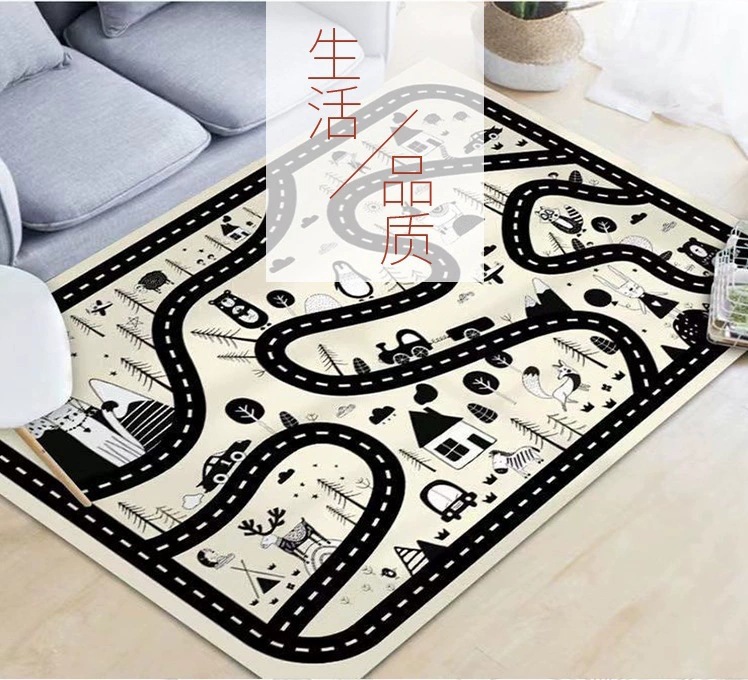 Kids Parking Traffic Game Mat Carpet Boy Car Cartoon Road Track Carpet Driveway Mat