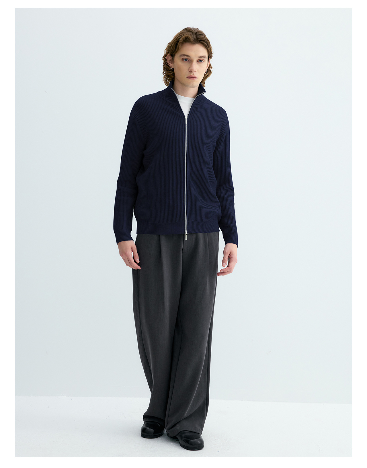UNF Ribbed Knit Zip-Up Cardigan